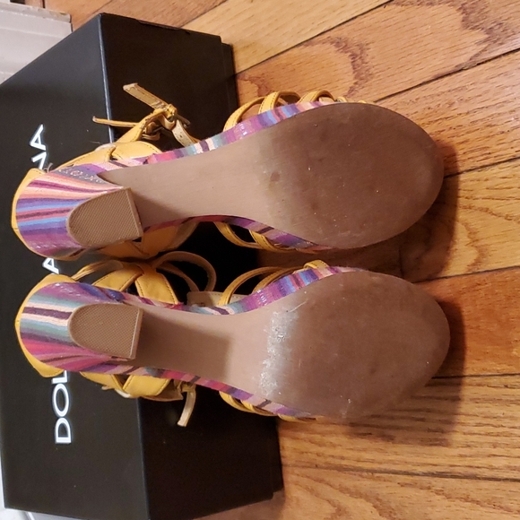 Yellow boho platform sandals wooden platform - Picture 7 of 8